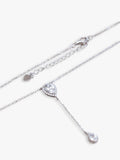 IBB cubic zirconia teardrop lariat necklace, silver, UK version