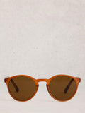 White Stuff round orange sunglasses with case, UK version