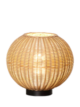 John Lewis LG Outdoor Orta Woven Rattan Rechargeable Garden Table Lamp, Natural, 28cm- Buy online at McGrocer