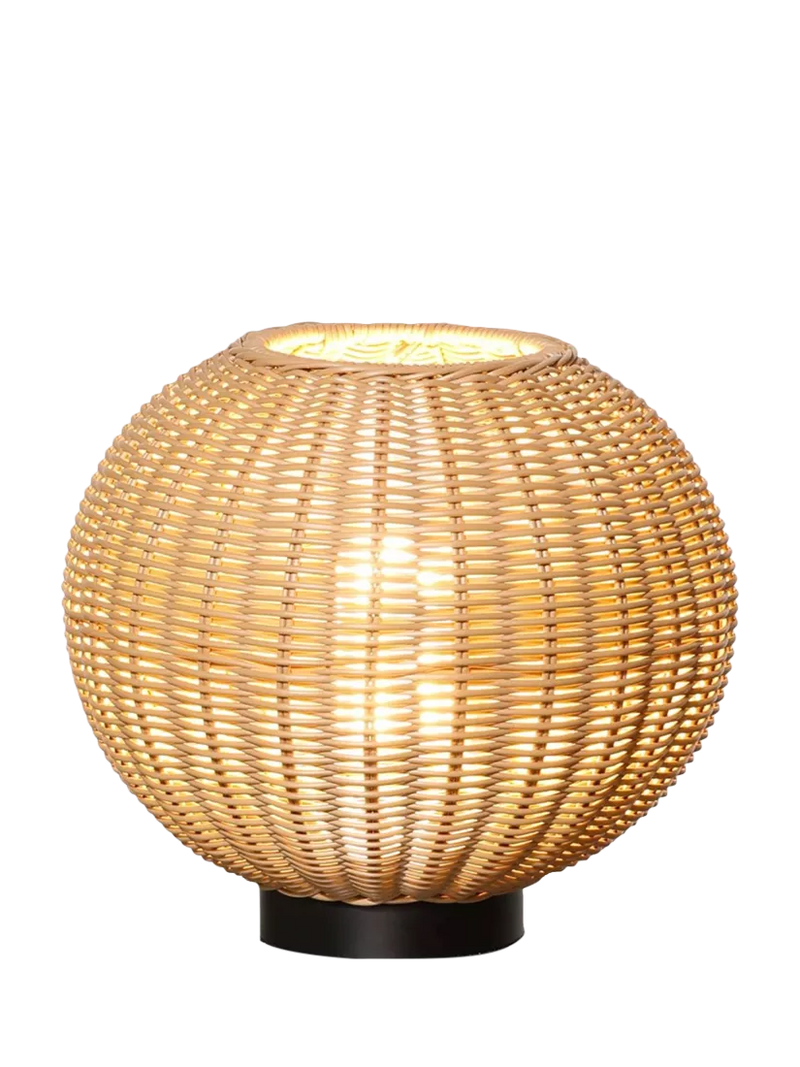 LG Outdoor Orta woven rattan rechargeable garden table lamp 28cm, UK version