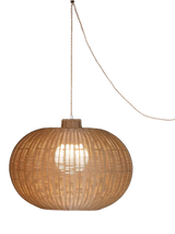 John Lewis LG Outdoor Ravello Woven Rattan Rechargeable Garden Pendant Lamp, Sesame, 55cm- Buy online at McGrocer