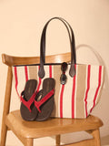 Mint Velvet striped canvas tote bag, red and multi, UK version
