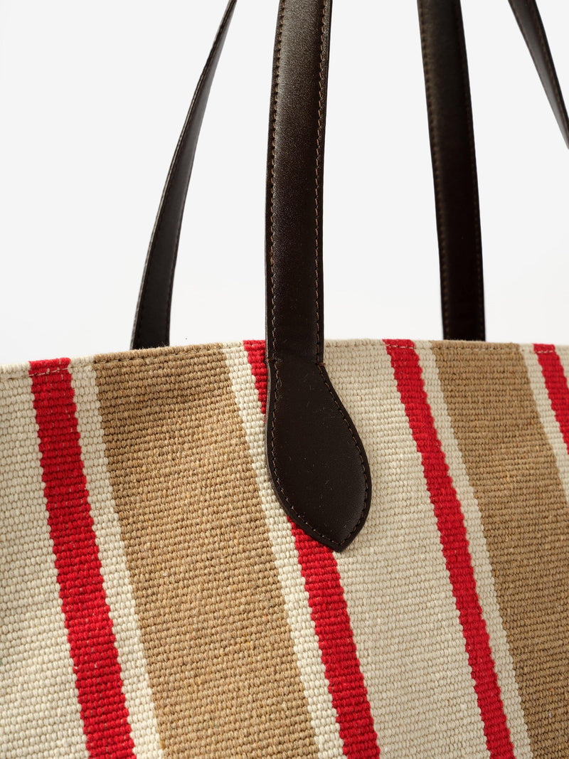 Mint Velvet striped canvas tote bag, red and multi, UK version