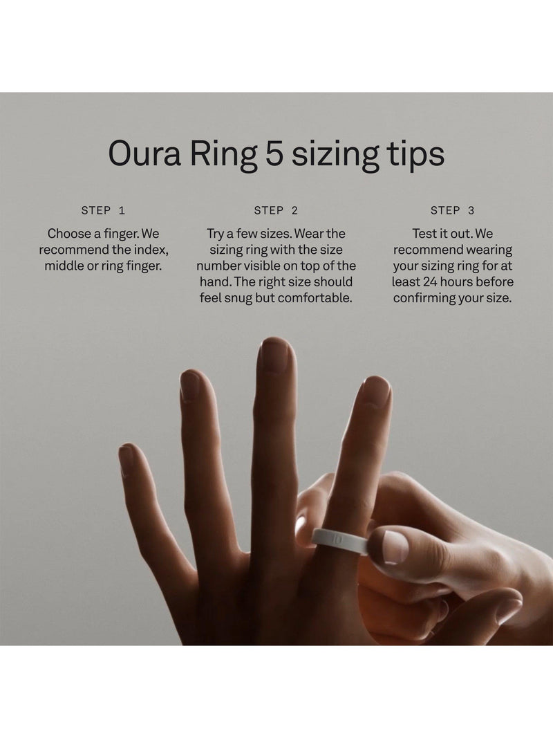 Oura Ring 5 sizing kit with plastic rings and box, imported from the UK