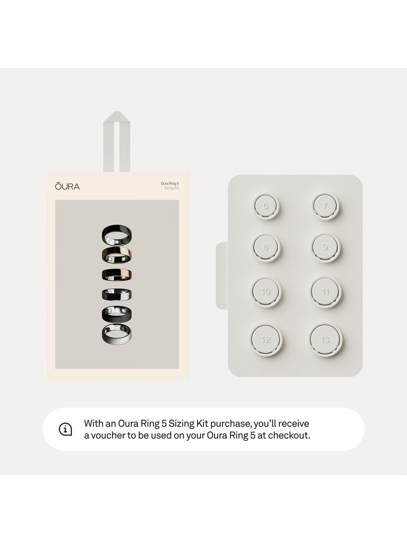 Oura Ring 5 sizing kit with plastic rings and box, imported from the UK