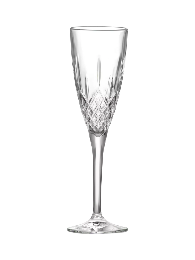 RCR Cristalleria Italiana London crystal champagne flute set of 6 159ml, UK version