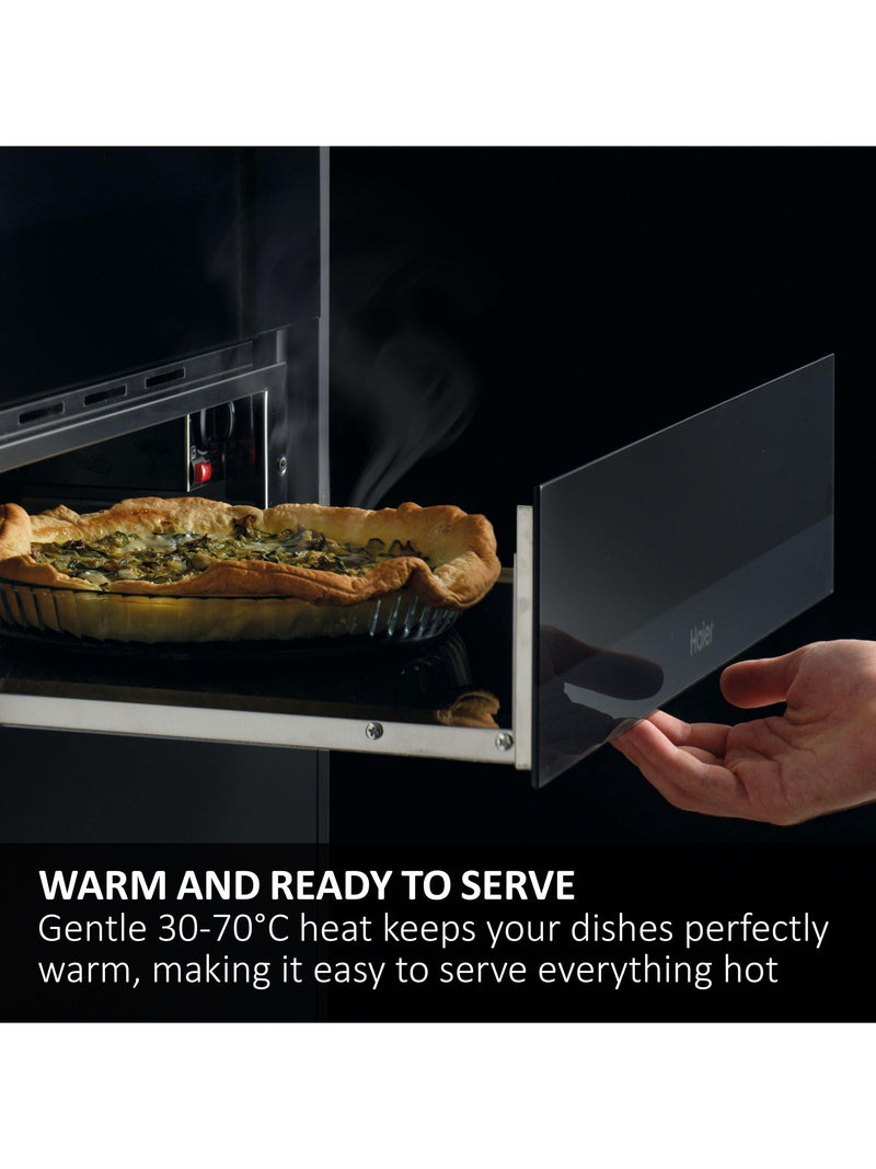 Haier HWD14ID6E warming drawer black glass, imported from the UK