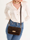 Apatchy London Maisie Midi Chocolate Suede Bag (British brand)