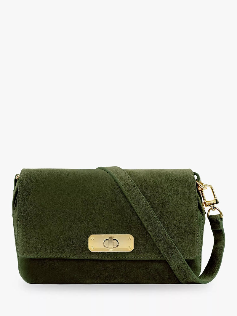Apatchy London Maisie Midi Chocolate Suede Cross Body Bag
