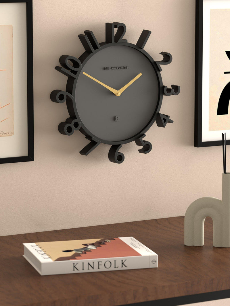 Newgate Clocks Monorail Arabic numeral wall clock 40cm black - British product
