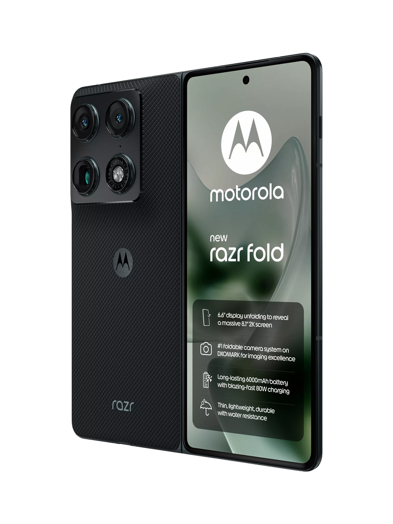 Motorola Razr Fold foldable smartphone in Blackend Blue - British product