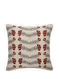 OKA Highweald embroidered cushion warm red 51x51cm imported from the UK