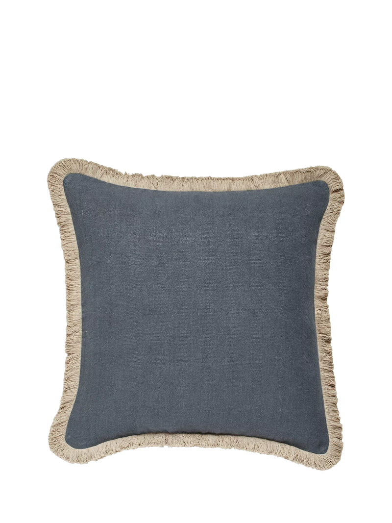 OKA Stonewashed Linen Cushion, Petrol