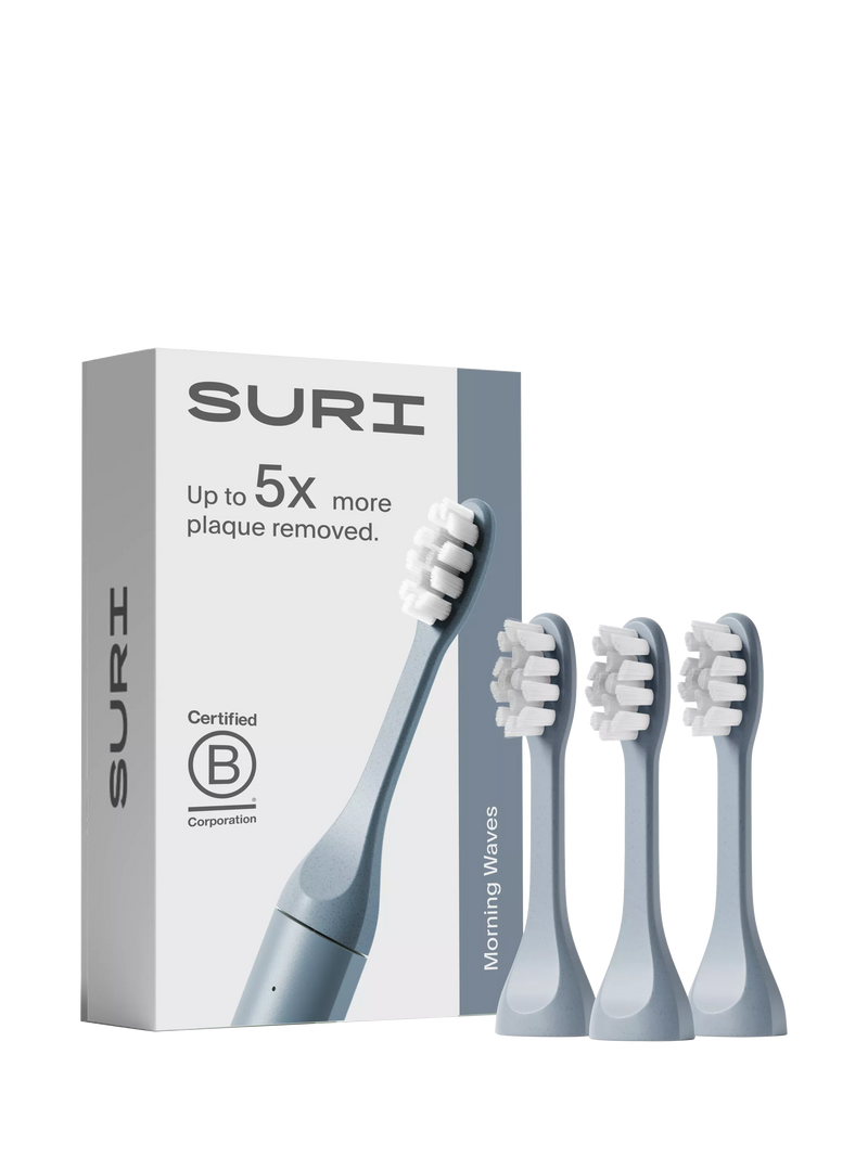 SURI Electric Toothbrush Heads, Set of 3, Morning Waves