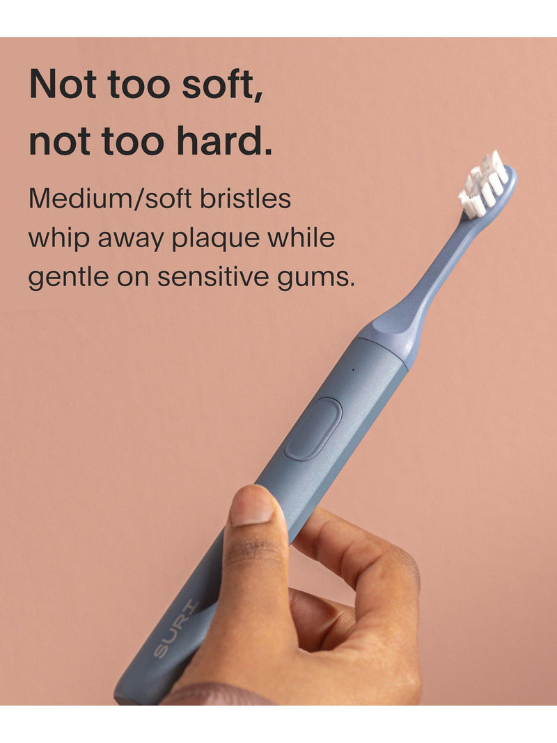 SURI toothbrush heads 3 pack, castor oil bristles (British brand)