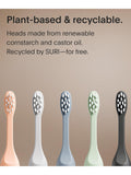 SURI toothbrush heads 3 pack, castor oil bristles (British brand)