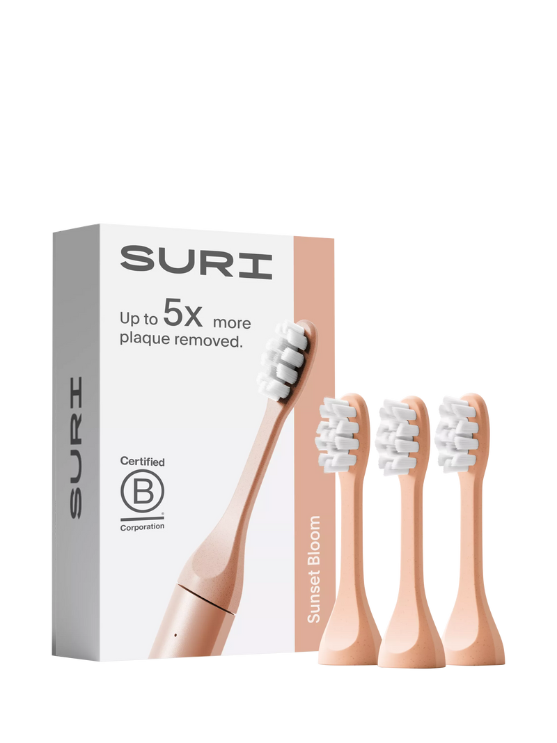 SURI Electric Toothbrush Heads, Set of 3, Sunset Bloom