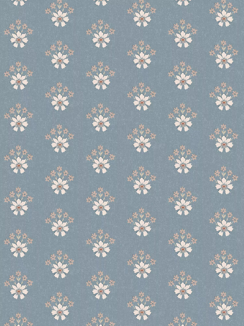 Laura Ashley Semington Floral Wallpaper in Blue, 10m roll (British brand)