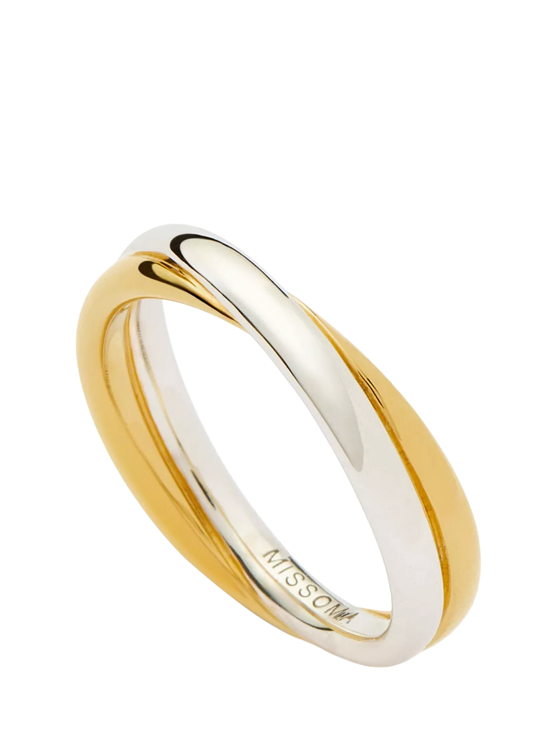 Missoma Cross Over Statement Ring in Gold and Silver