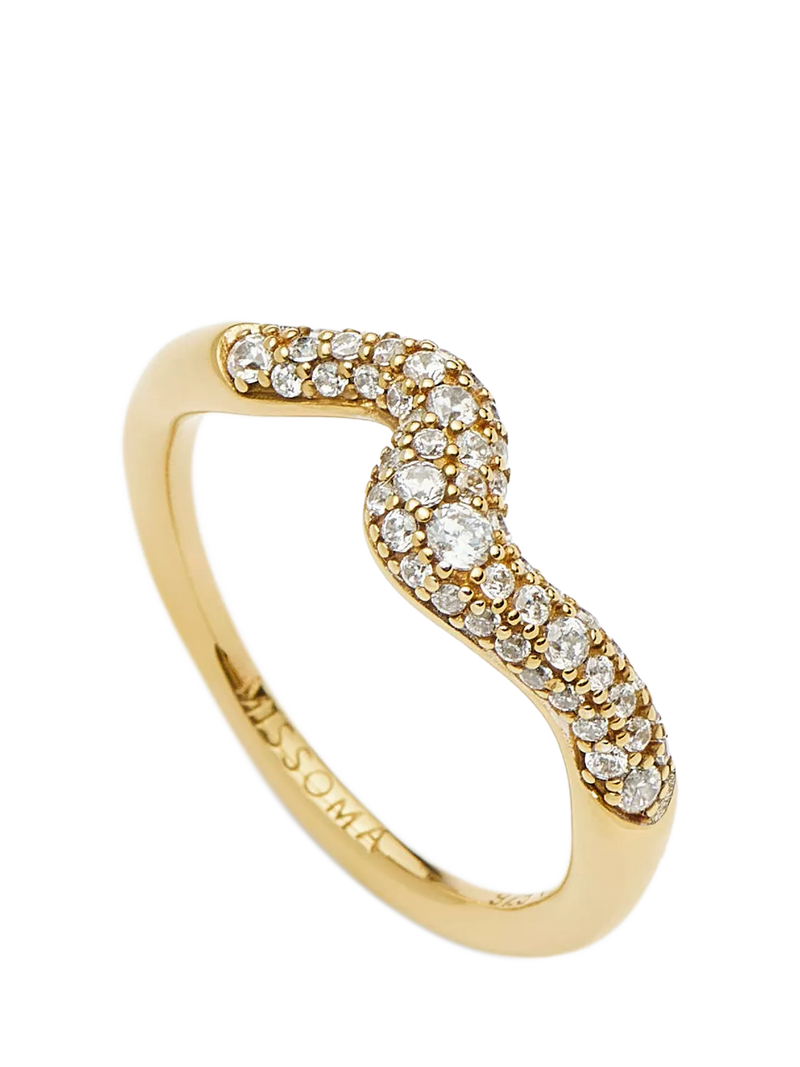 Missoma Molten Pave Crystal Ring, Gold