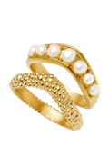 Missoma Baya Textured Pearl Stacking Ring Set Pack of 2 Gold