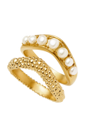Missoma Baya Textured Pearl Stacking Ring Set Pack of 2 Gold
