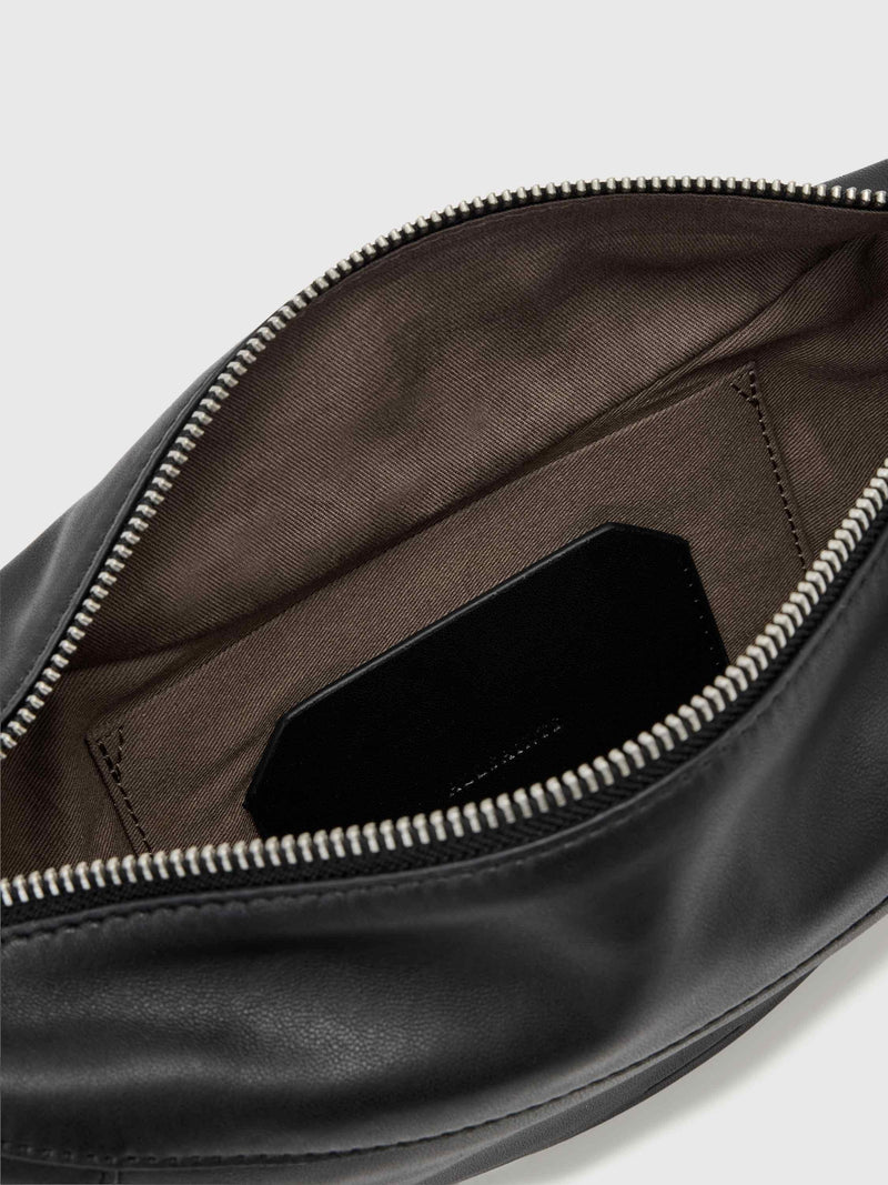 AllSaints Luna crossbody bag in black and silver (British brand)