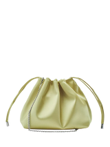 John Lewis Moda in Pelle Lotty Satin Drawstring Clutch Bag, Black, Lime Green- Buy online at McGrocer