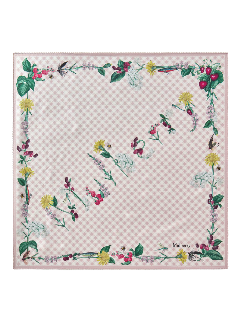 Mulberry River Side Pure Silk Printed Square Scarf 70cm