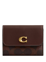John Lewis Coach Essential Leather Signature Print Card Holder Wallet, Maple- Buy online at McGrocer