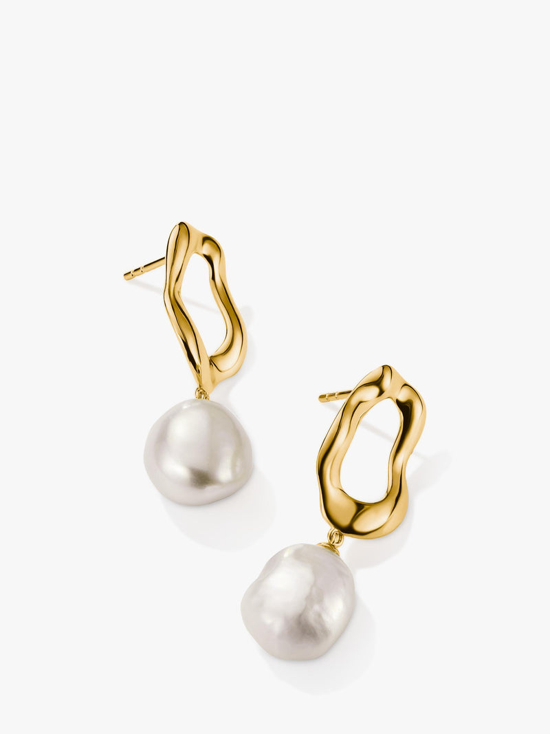 Thomas Sabo gold-plated pearl drop earrings, imported from the UK