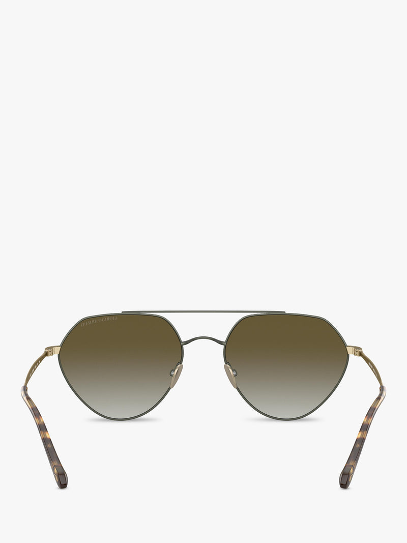 Giorgio Armani matte green irregular sunglasses with gradient lenses, imported from the UK