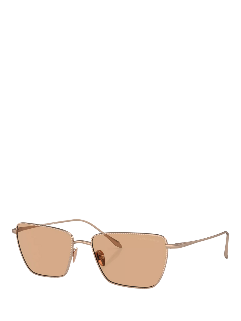 Giorgio Armani rectangular sunglasses rose gold frame brown lenses, UK version