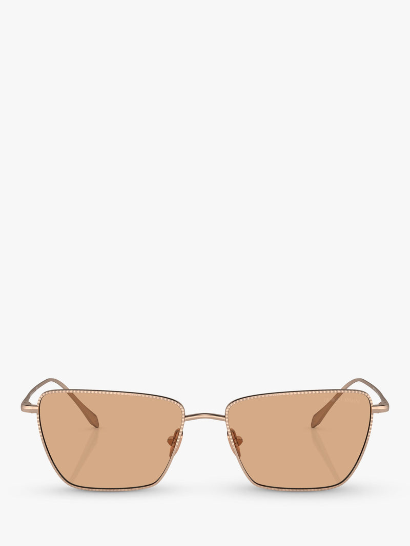 Giorgio Armani rectangular sunglasses rose gold frame brown lenses, UK version