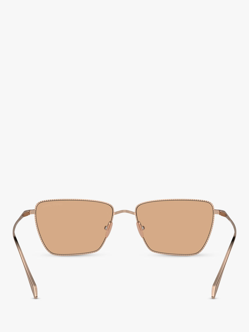 Giorgio Armani rectangular sunglasses rose gold frame brown lenses, UK version