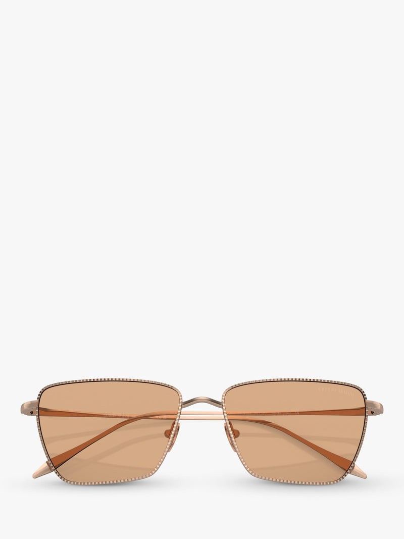 Giorgio Armani rectangular sunglasses rose gold frame brown lenses, UK version