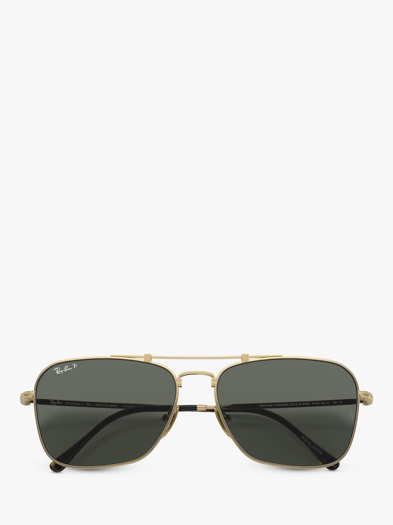 Ray-Ban RB8136 gold square titanium sunglasses with glass lenses, UK version