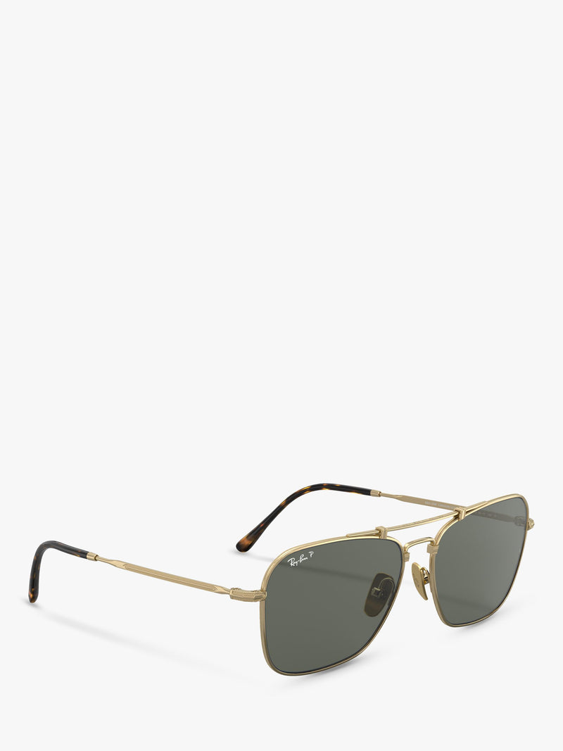 Ray-Ban RB8136 gold square titanium sunglasses with glass lenses, UK version