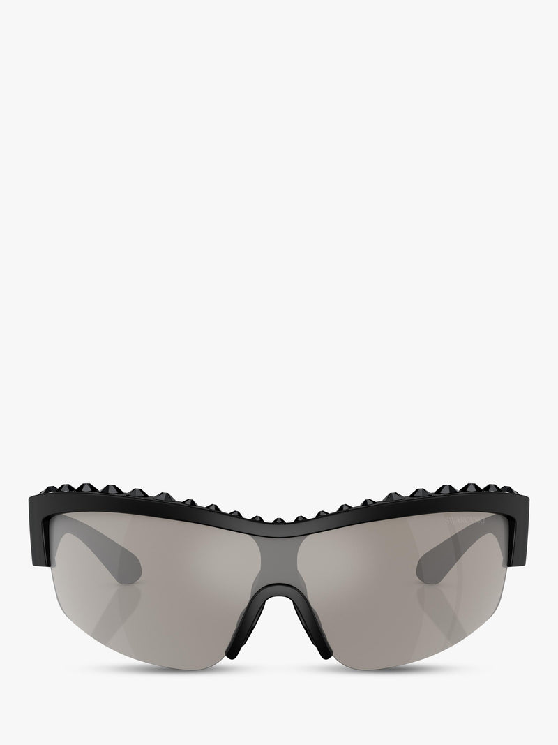 Swarovski oval mirrored sunglasses matte black silver (British brand)