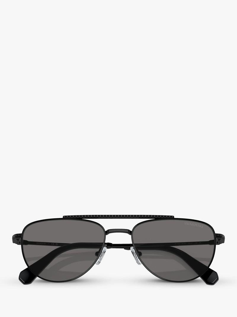 Swarovski polarised oval sunglasses black grey 53mm, imported from the UK