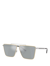 John Lewis Versace VE2266 Men's Round Sunglasses Gold/Silver 64mm- Buy online at McGrocer
