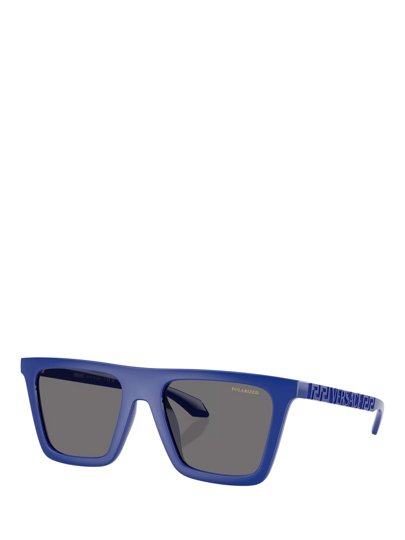 Versace polarised rectangular sunglasses in blue 53mm lens, imported from the UK