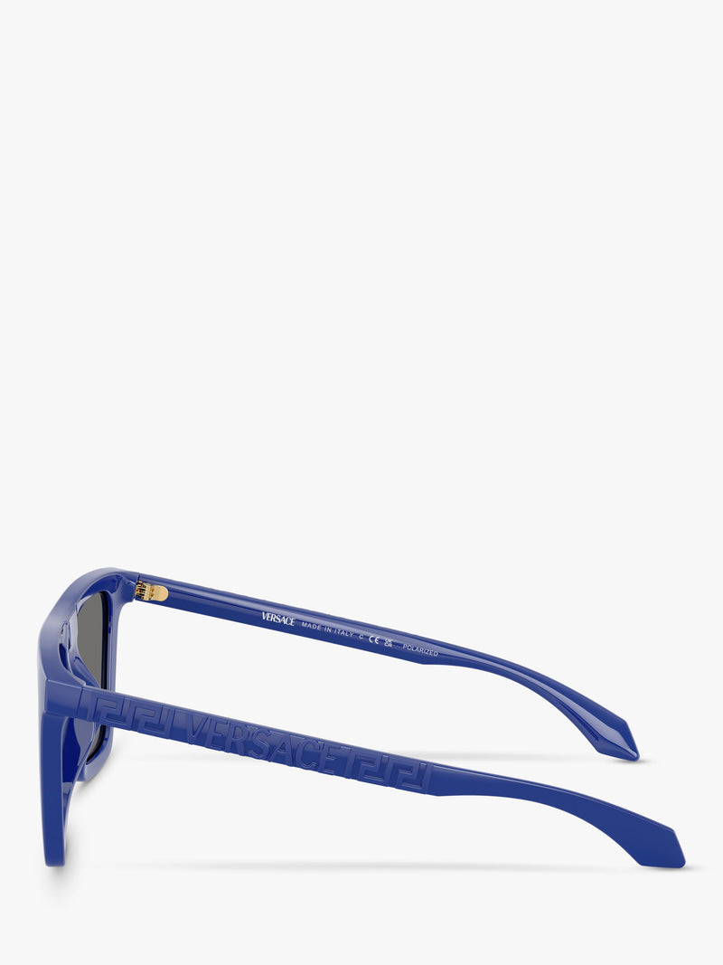 Versace polarised rectangular sunglasses in blue 53mm lens, imported from the UK