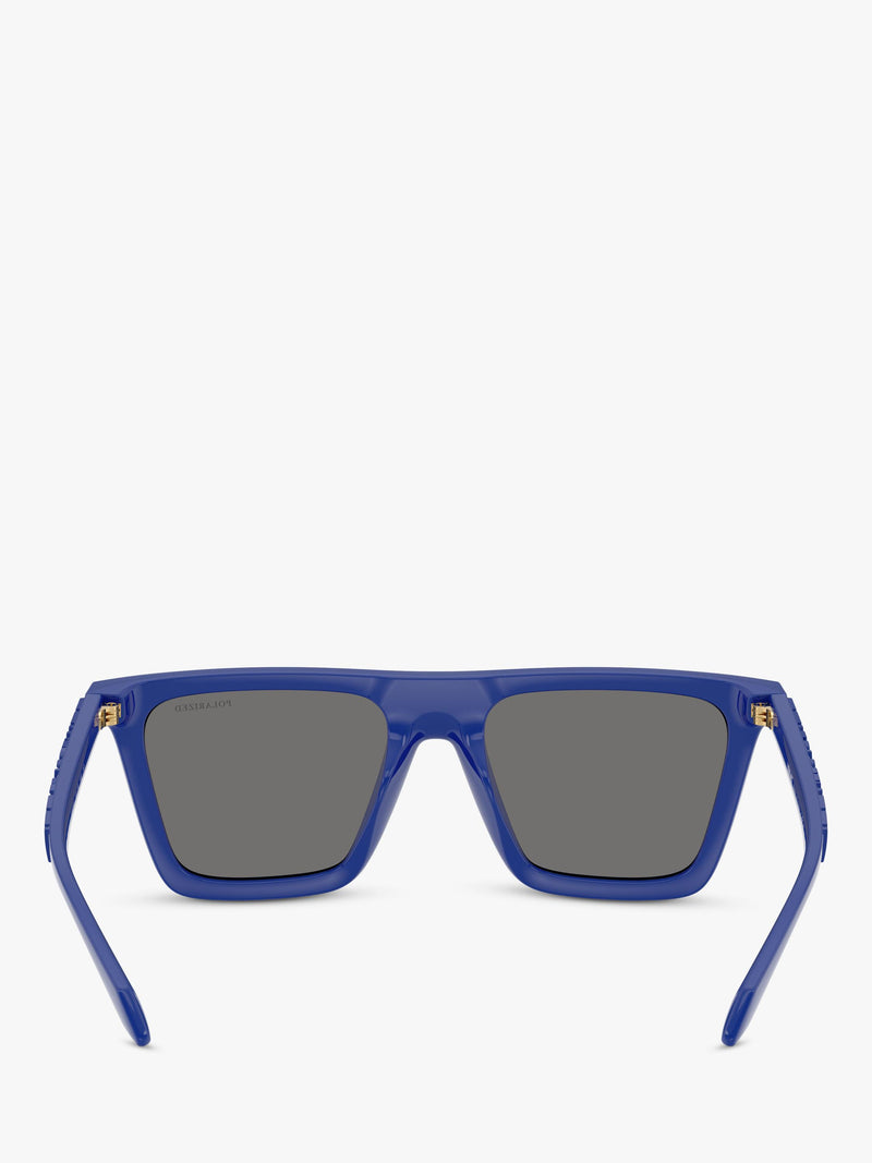 Versace polarised rectangular sunglasses in blue 53mm lens, imported from the UK