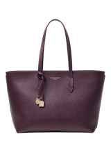 John Lewis Aspinal of London Zipped East West Leather Tote Bag, Fig- Buy online at McGrocer