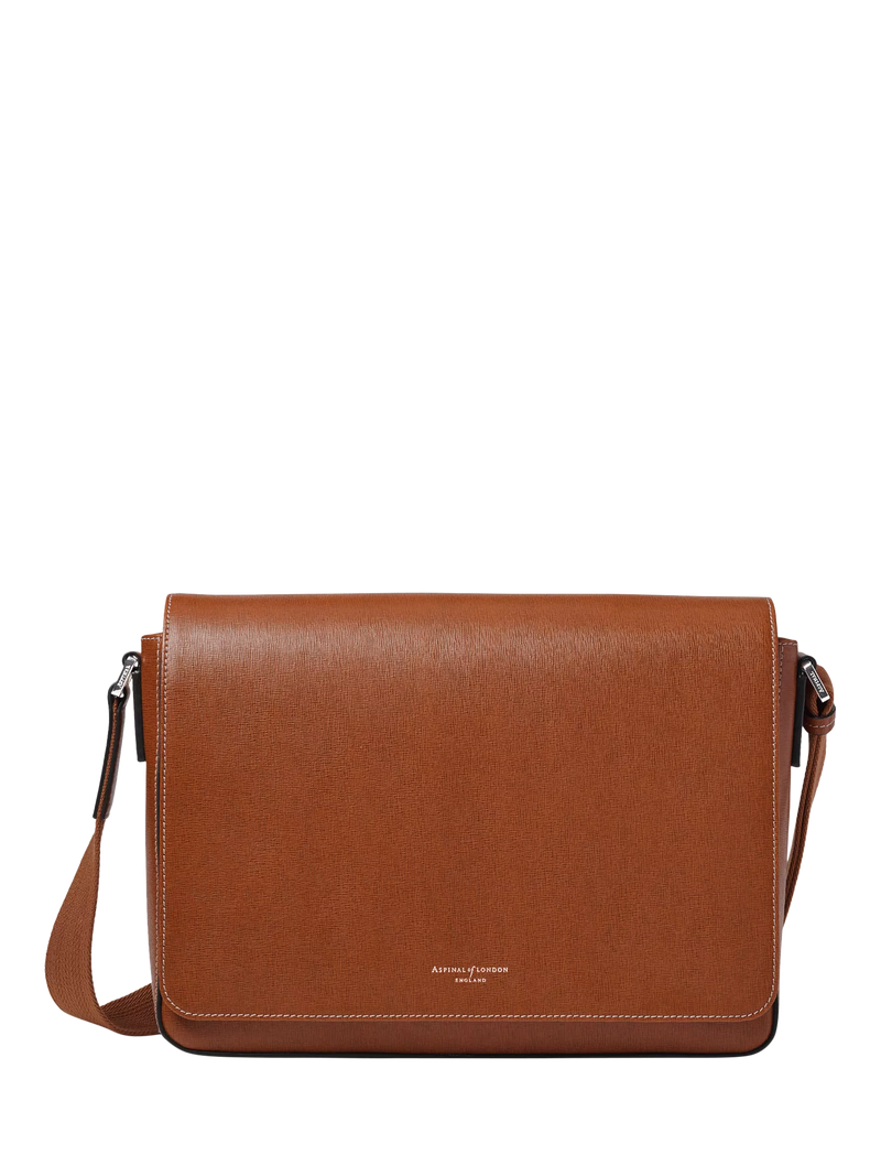 Aspinal of London Reporter Leather Satchel Bag, Chestnut