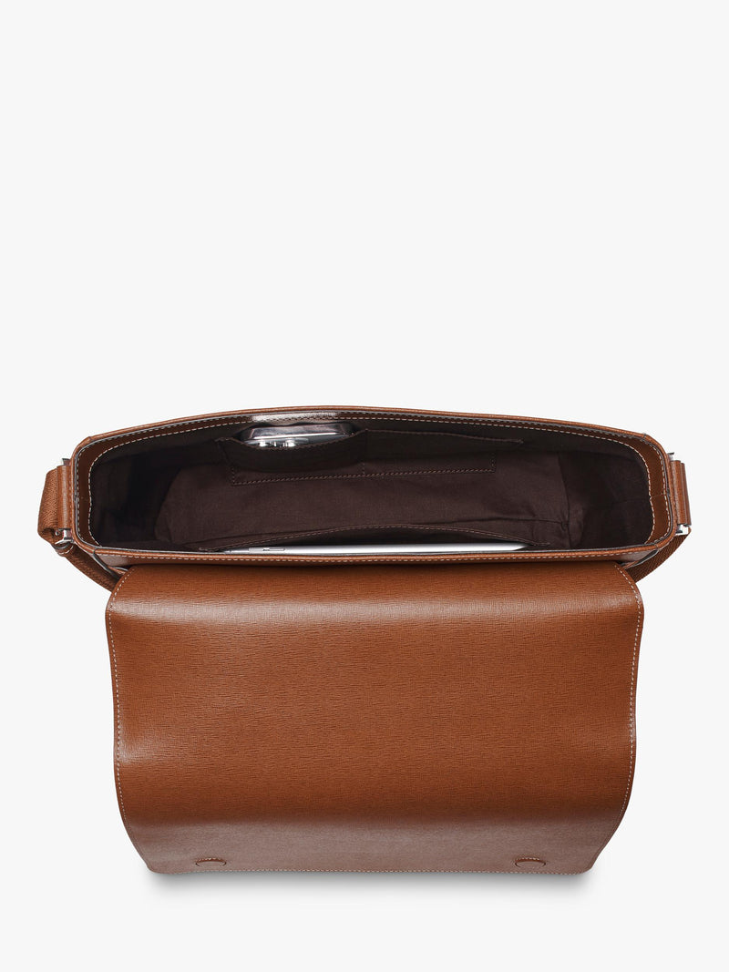 Aspinal of London Reporter Leather Satchel, full-grain leather (British brand)