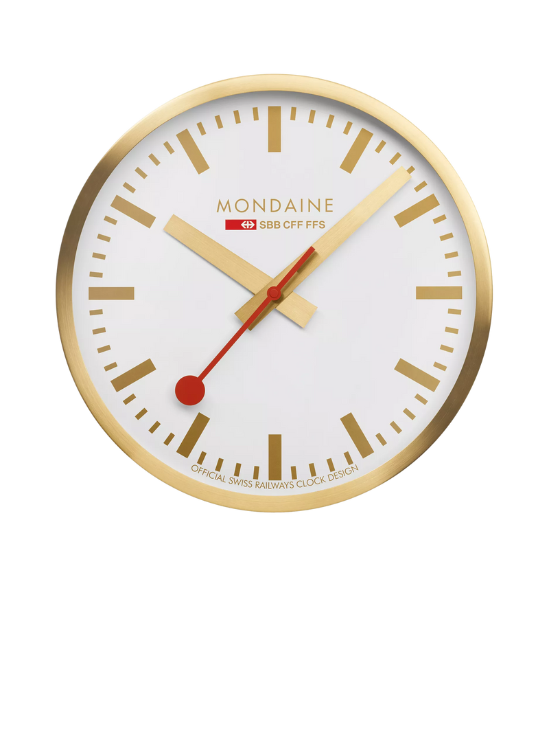 Mondaine Swiss Railways wall clock gold 25cm (British brand)