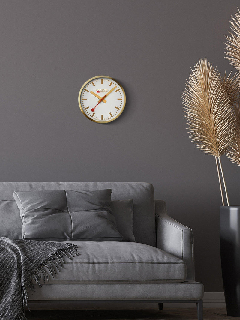 Mondaine Swiss Railways wall clock gold 25cm (British brand)