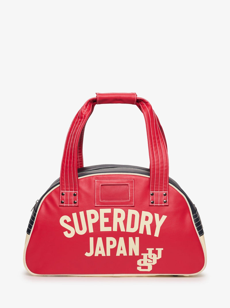 Superdry vintage bowling bag in red navy cream, UK version